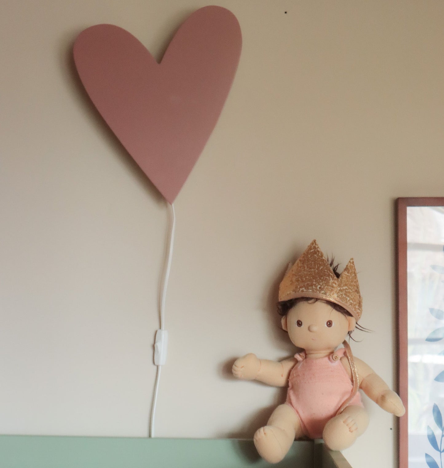 Applique murale en bois pour chambre d’enfant | en forme de cœur - rose terre cuite