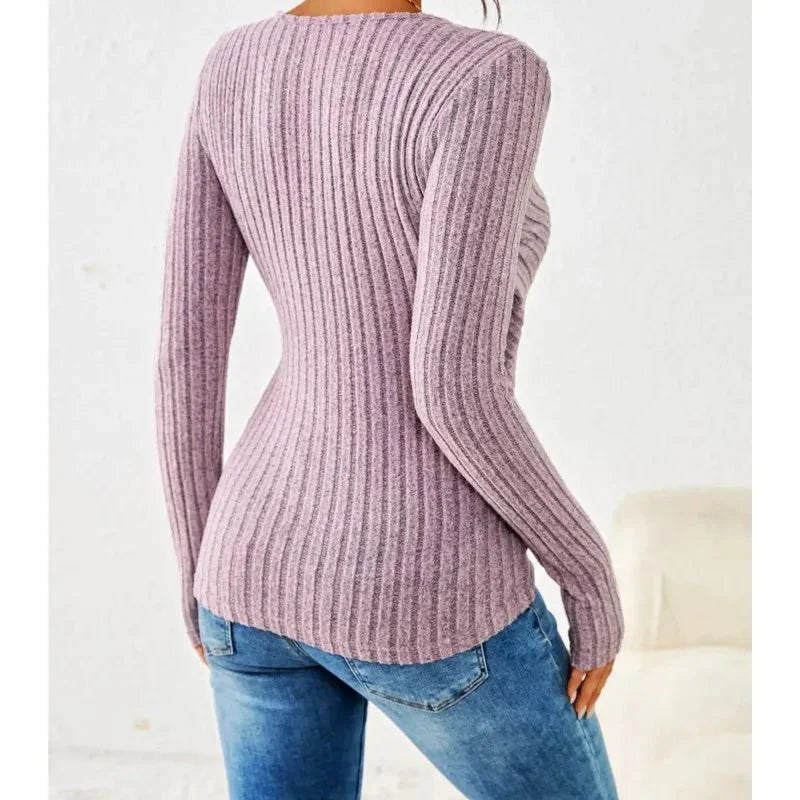 Blouse cache-cœur à manches longues pour femme
