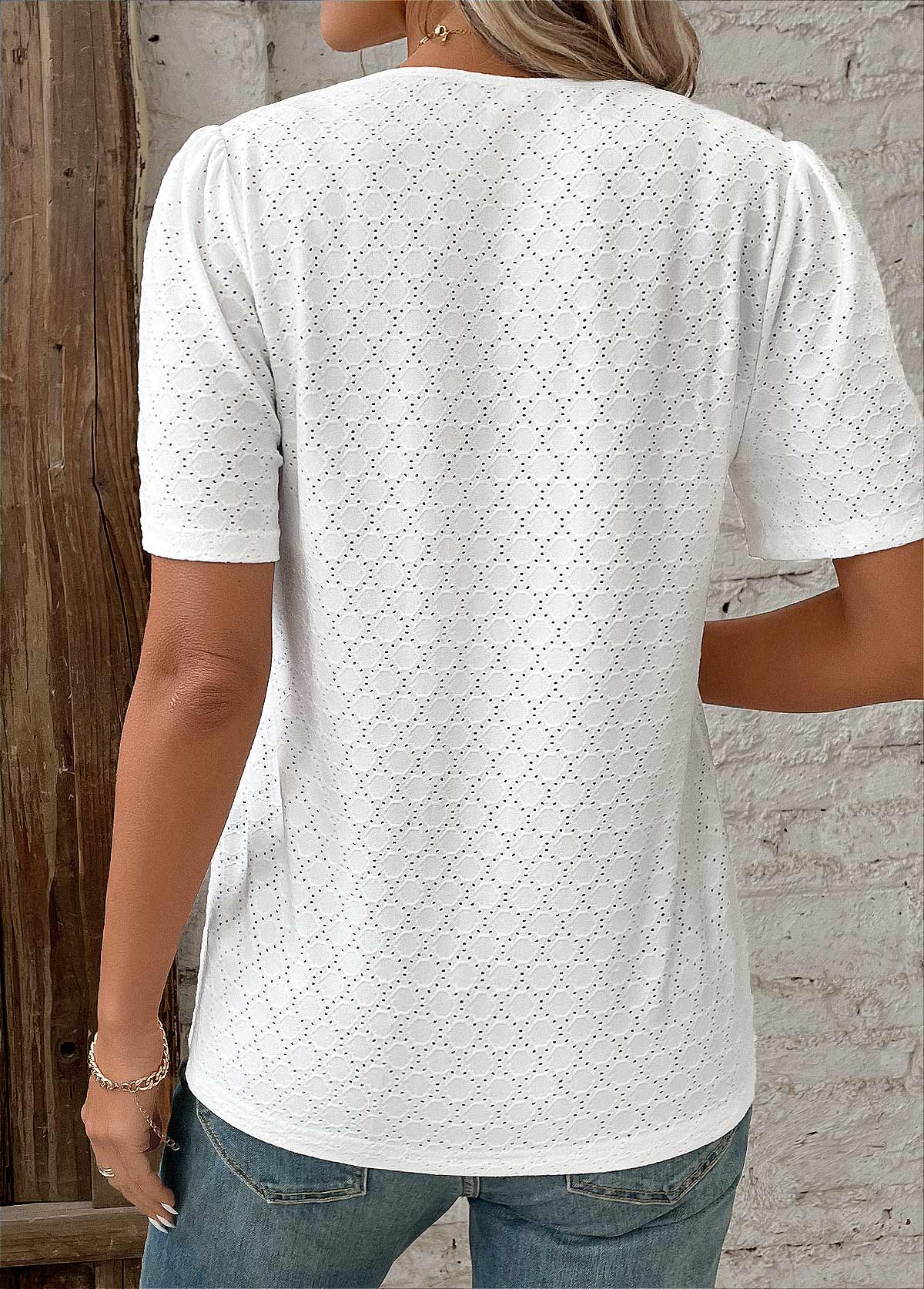 Blouse femme à manches courtes boutonnée