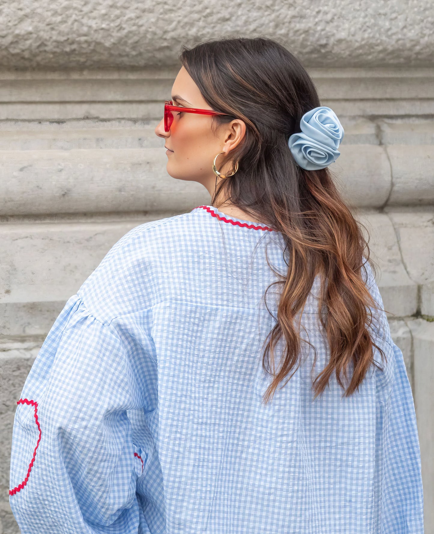 Blouse vichy ouverte sur le devant pour femme