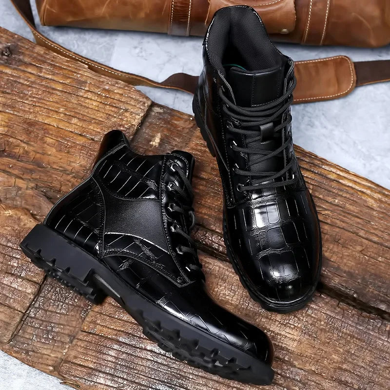 Bottes à lacets pour homme effet alligator