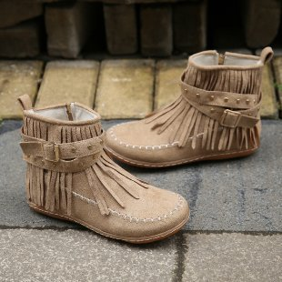 Bottines femme à franges et à boucle