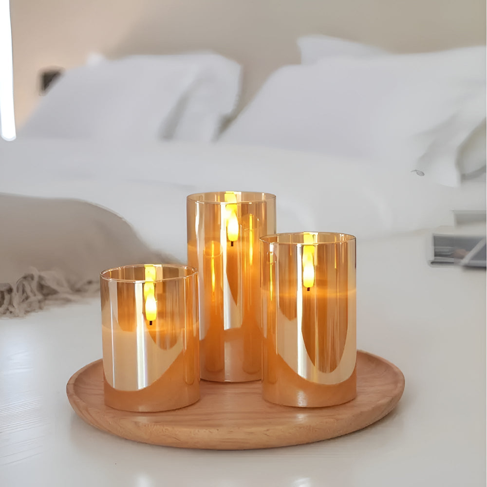 Bougies sans flamme 3D éthérées, lot de 3