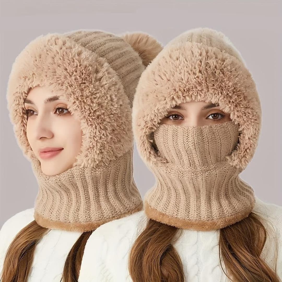 Cagoule balaclava de ski en polaire sherpa, coupe-vent, réglable, avec cache-cou