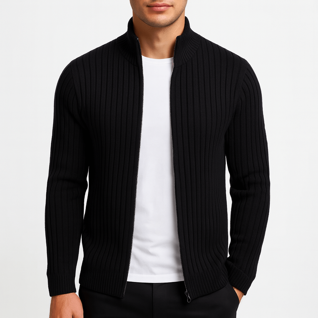 Cardigan côtelé zippé pour homme