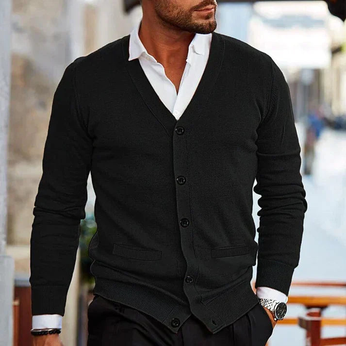 Cardigan homme à col en V boutonné