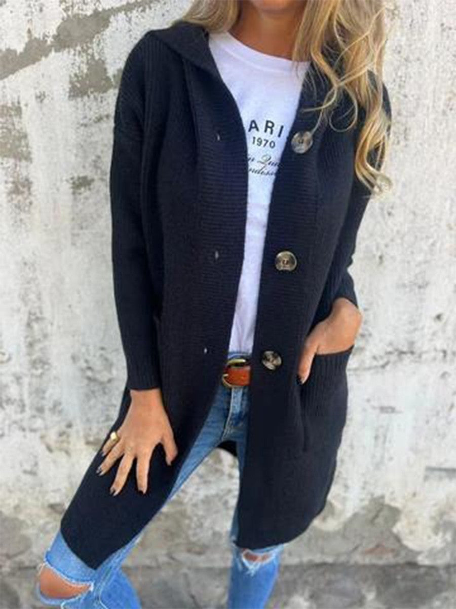 Cardigan long à capuche femme