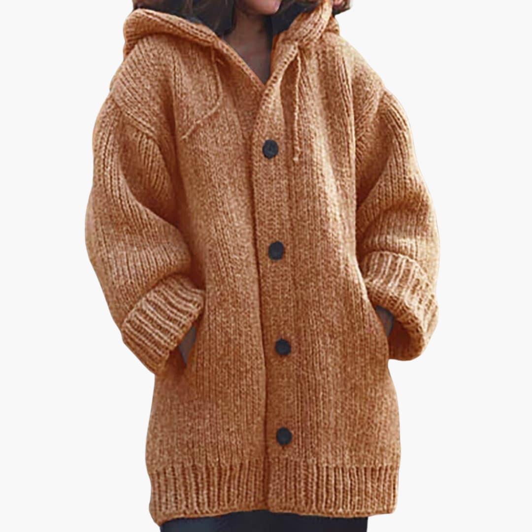 Cardigan long à capuche pour femme