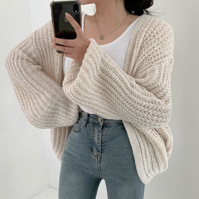 Cardigan oversize ouvert devant femme