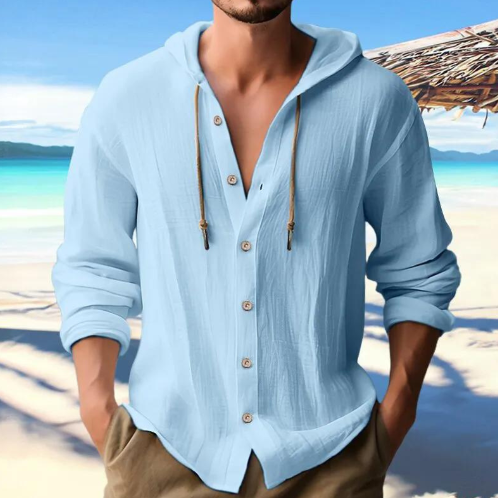 Chemise à capuche boutonnée pour homme
