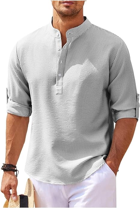 Chemise décontractée à col officier pour homme