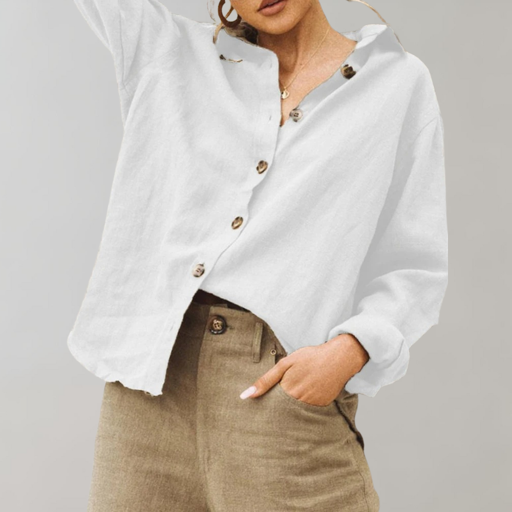 Chemise en mélange lin-coton aérée, coupe décontractée