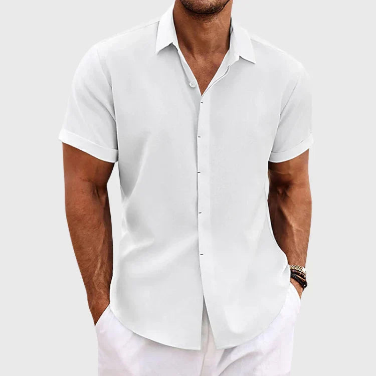 Chemise homme à manches courtes en mélange de lin