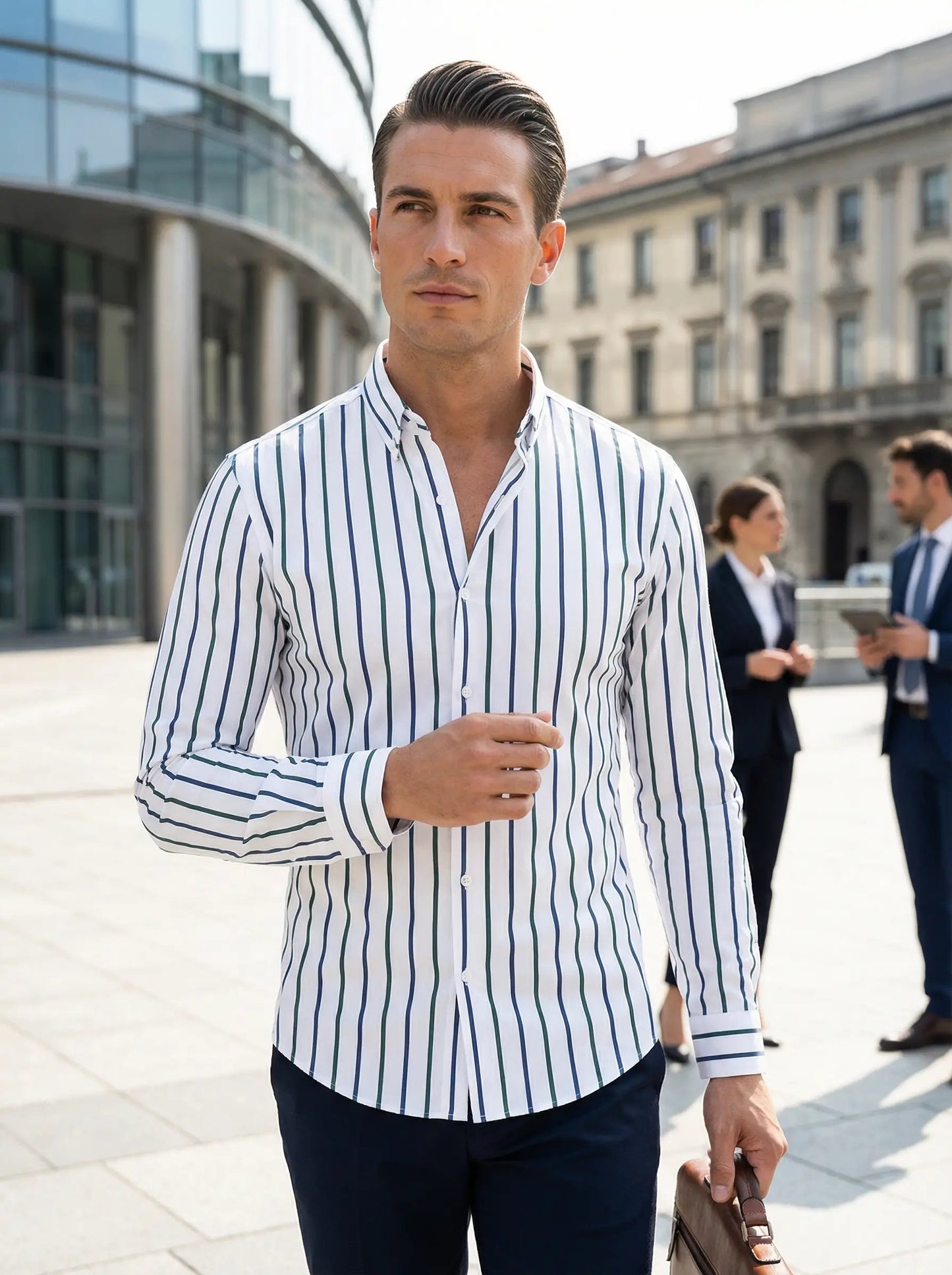 Chemise homme rayée à manches longues