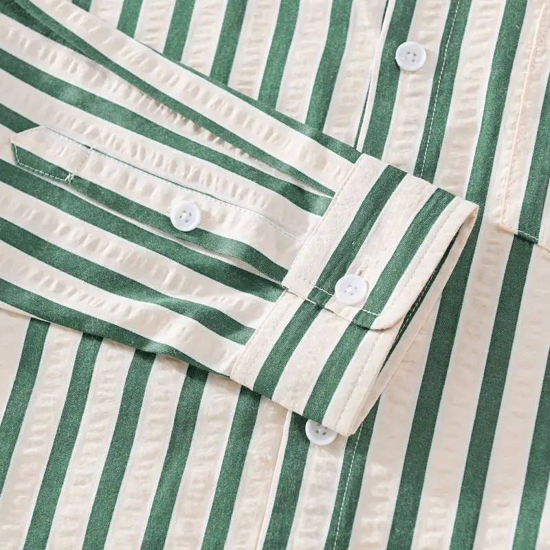 Chemise rayée à manches longues pour homme