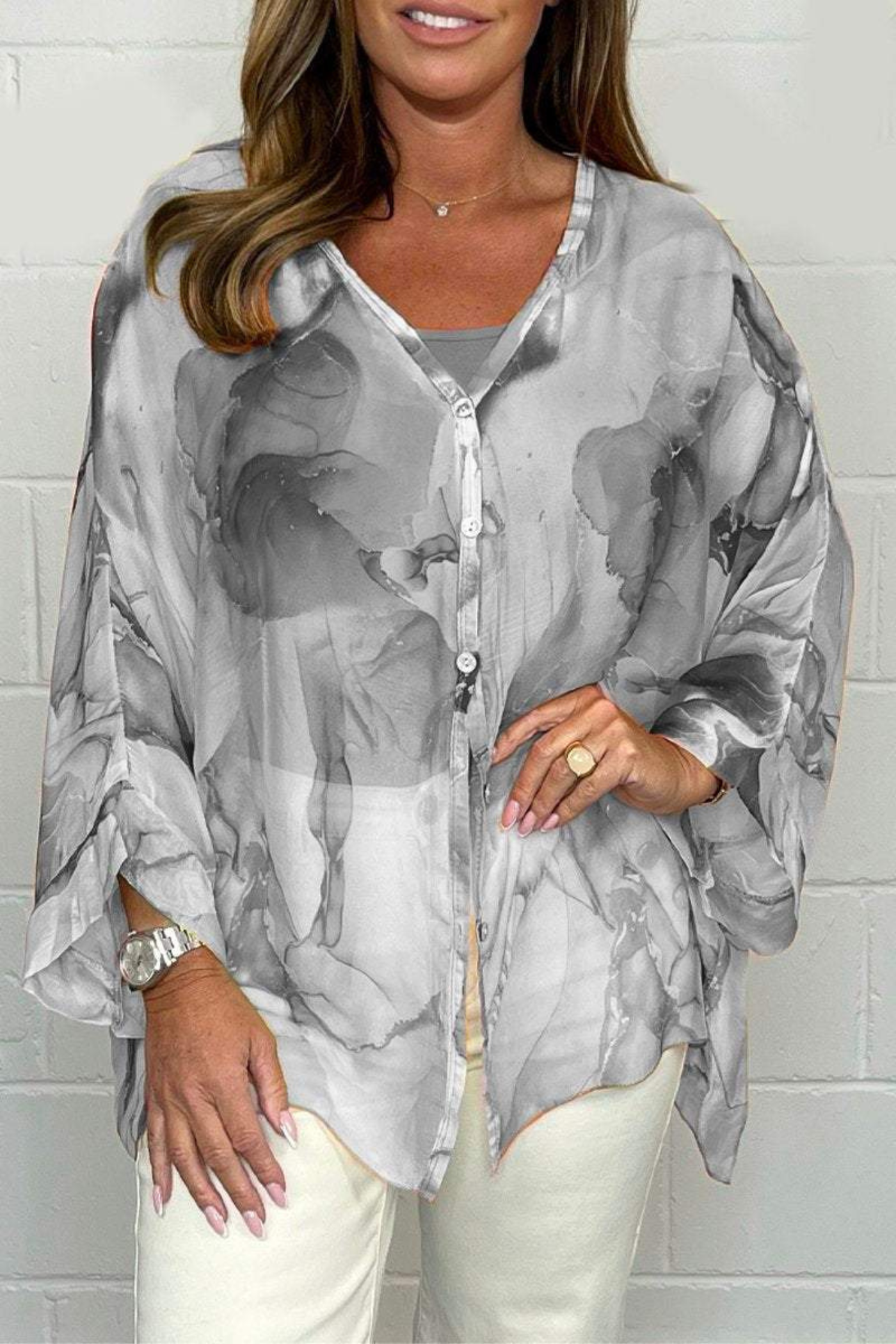 Chemisier oversize à imprimé abstrait pour femme