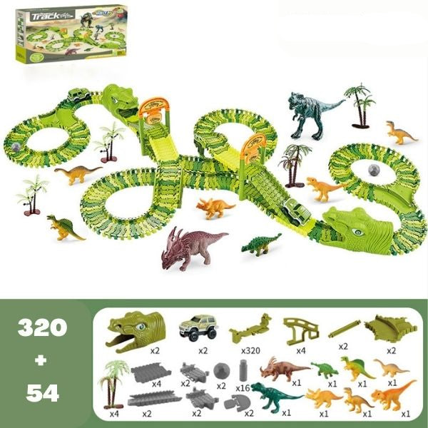 Coffret de jouets dinosaures – circuit d’aventure à 360° avec lumières et sons