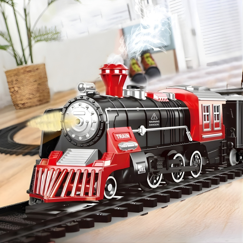 Coffret train électrique à vapeur pour enfants avec lumières et sons