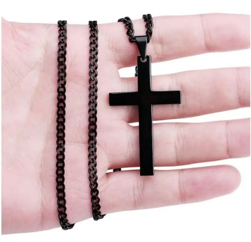 Collier classique pour homme avec pendentif croix en acier inoxydable