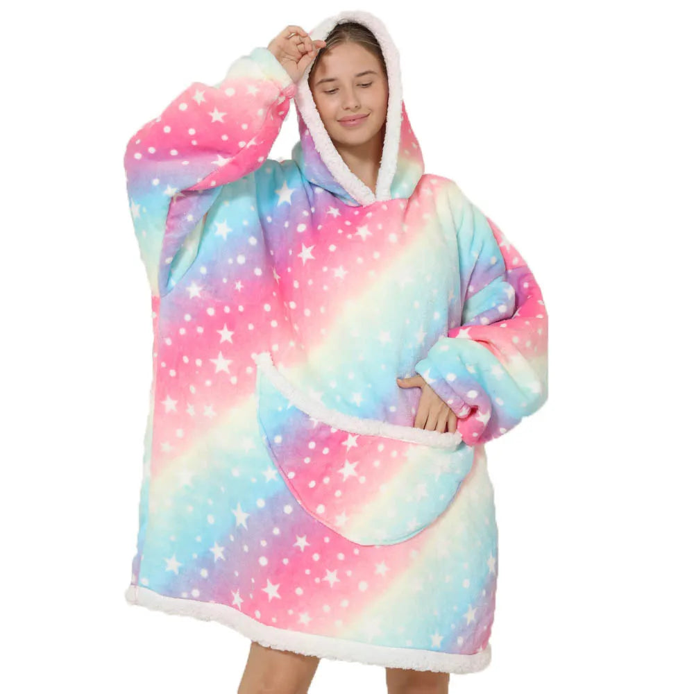 Couverture à enfiler unisexe oversize avec capuche et poches