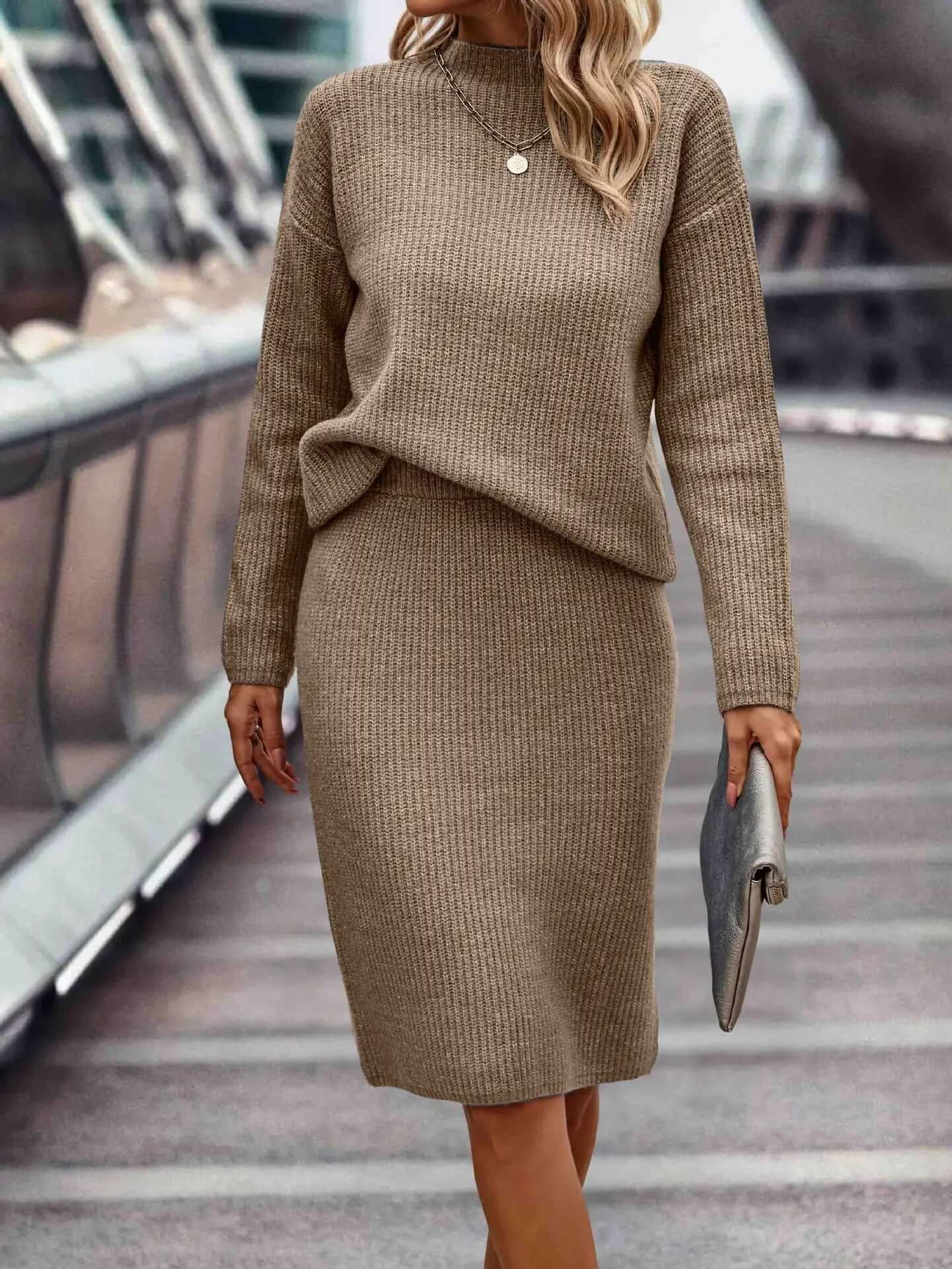 Ensemble 2 pièces en maille pour femme