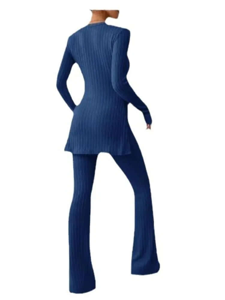 Ensemble coordonné en maille côtelée pour femme