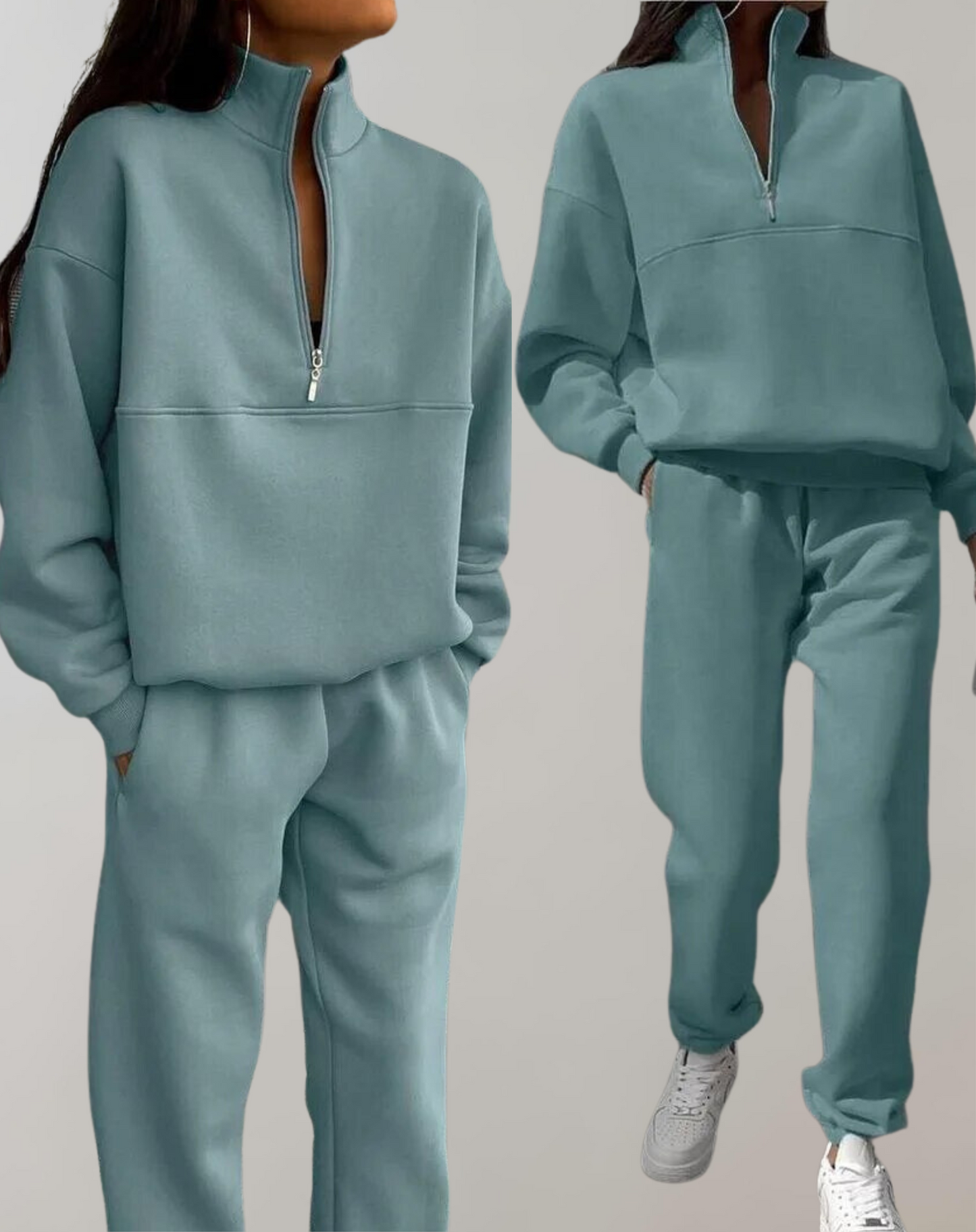 Ensemble de survêtement femme avec sweat à demi-zip