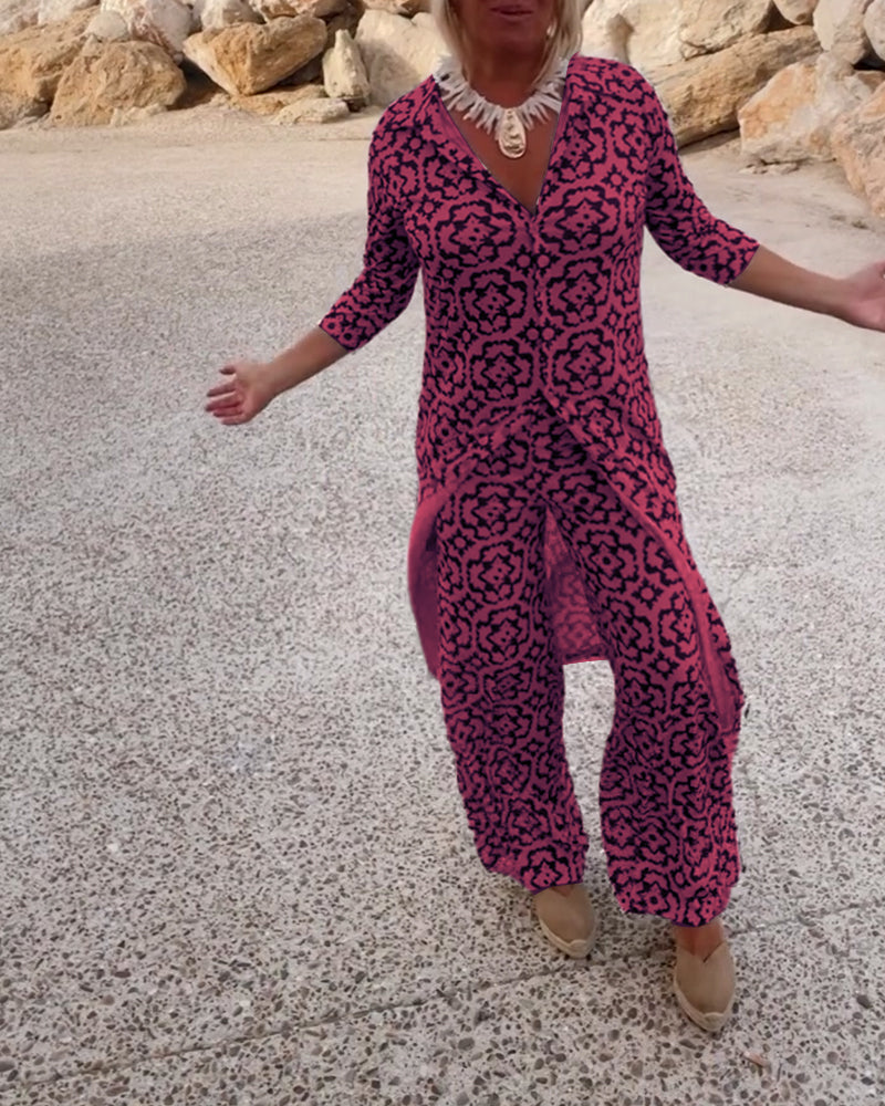 Ensemble deux-pièces imprimé élégant pour un style au quotidien