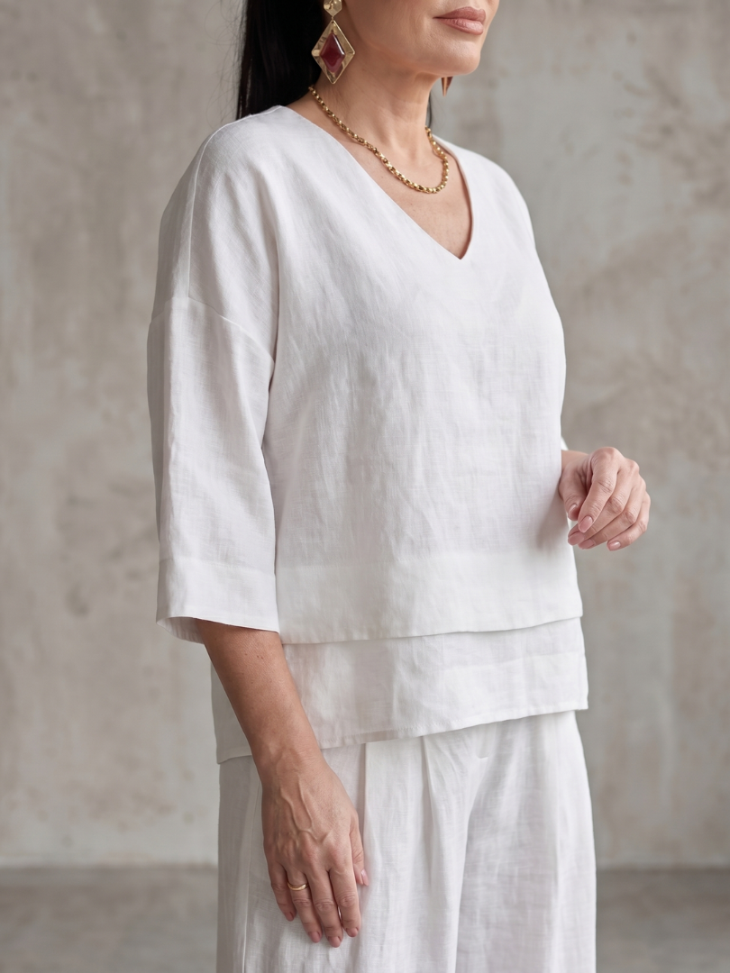 Ensemble femme à effet superposé avec pantalon large