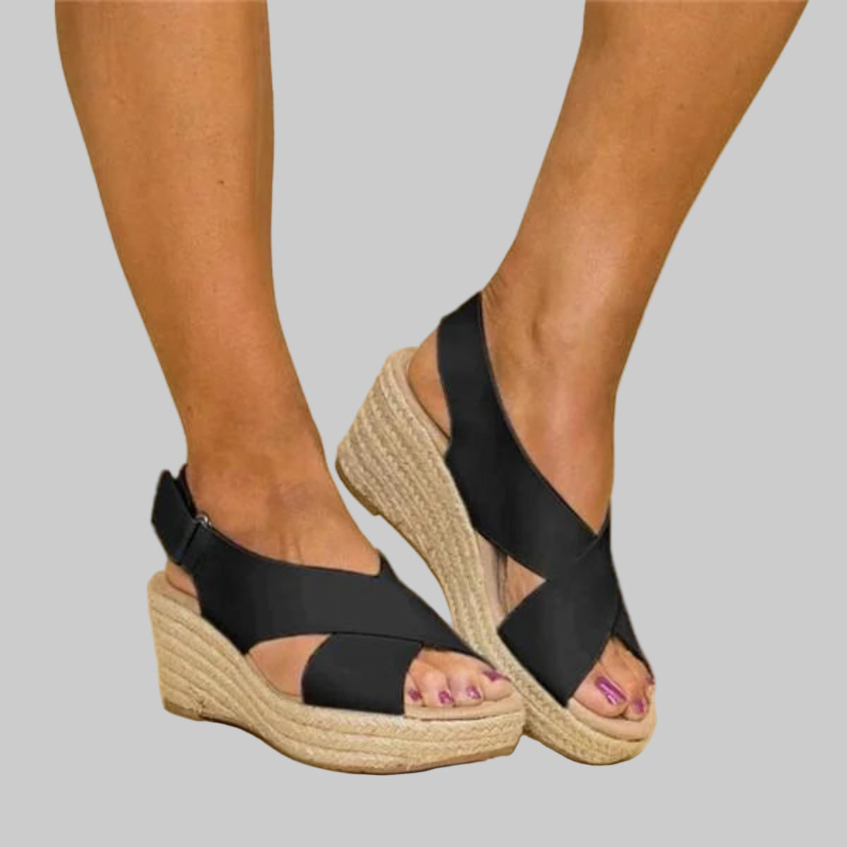 Espadrilles compensées à brides croisées pour femme