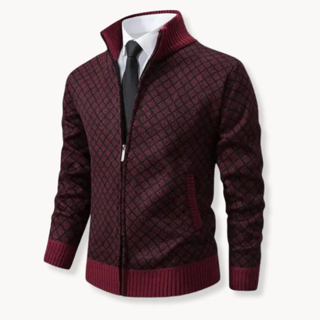 Gilet en maille à fermeture zippée intégrale à col montant pour homme