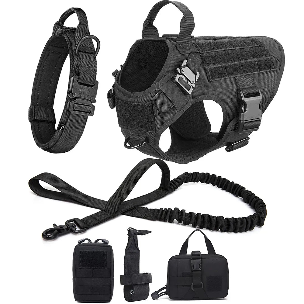 Harnais tactique anti-traction pour chien pour l’entraînement et les aventures en plein air