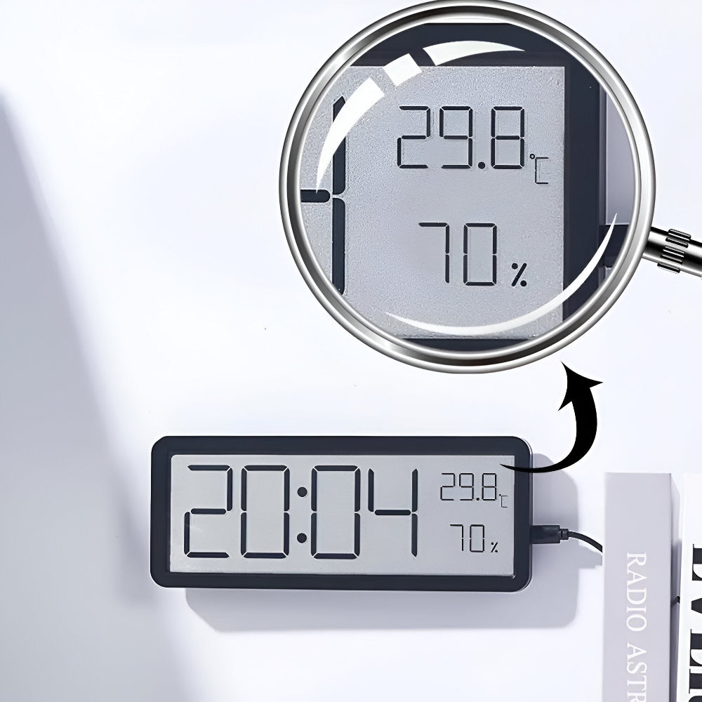 Horloge murale numérique à LED avec température et humidité