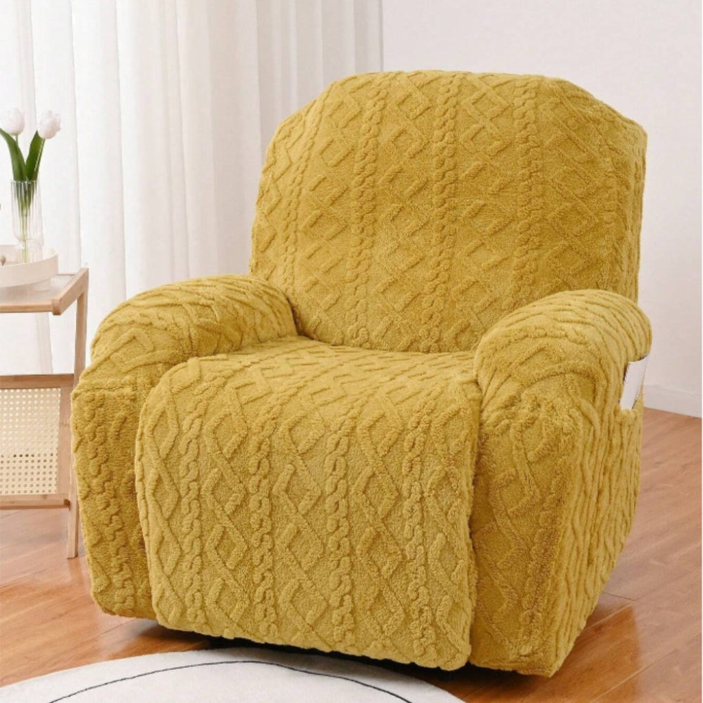 Housse en peluche pour fauteuil relax effet maille torsadée
