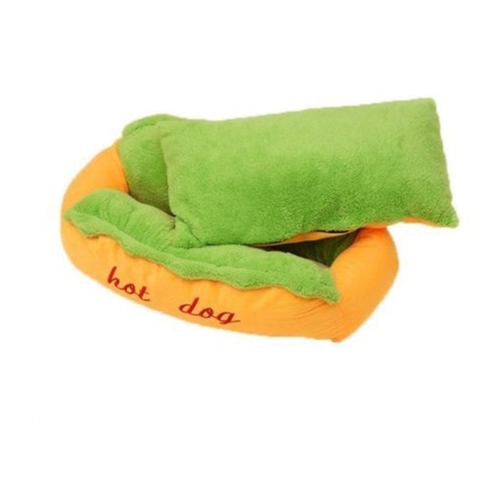 Lit hot-dog en peluche chaud et douillet pour chiens