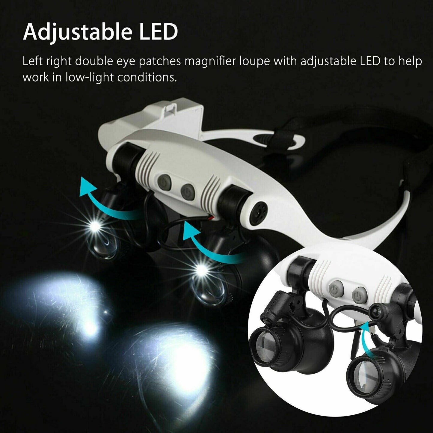 Loupe serre-tête à LED avec lentilles interchangeables
