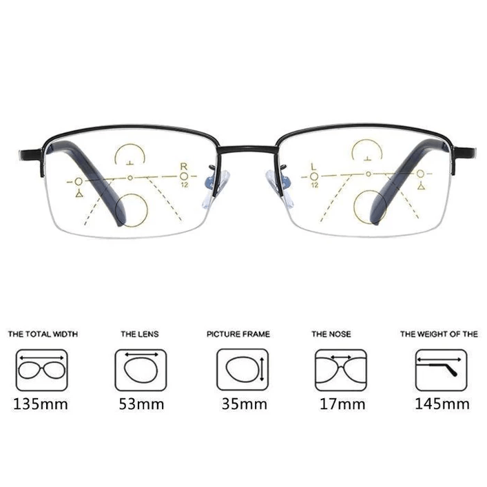 Lunettes de lecture progressives en titane pour la vision de près et de loin