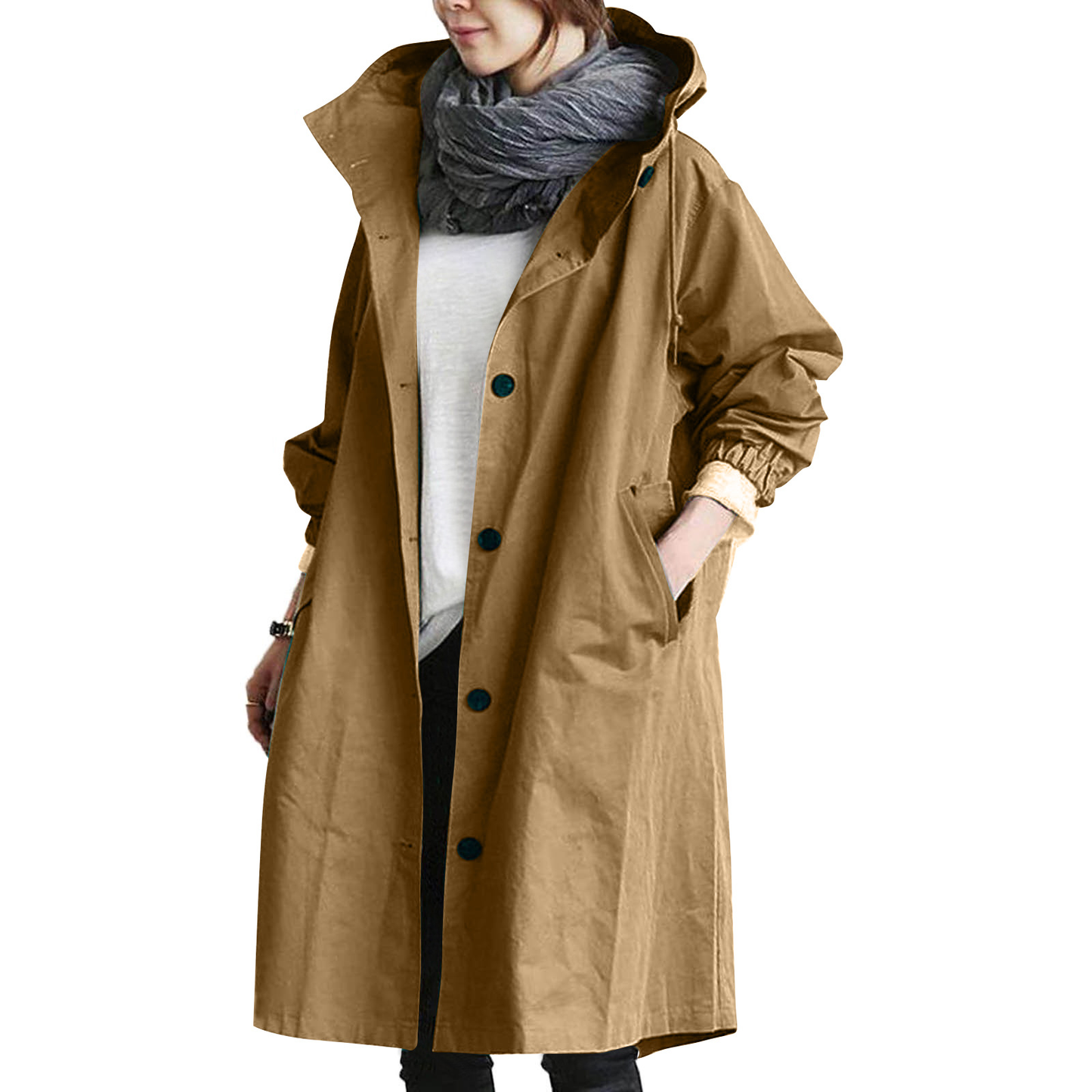 Manteau long à capuche femme