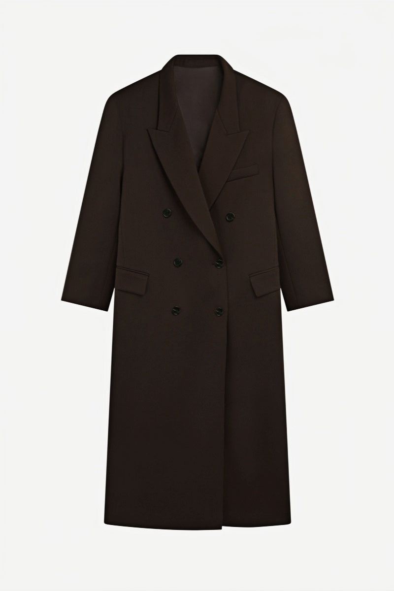Manteau long oversize à double boutonnage pour femme