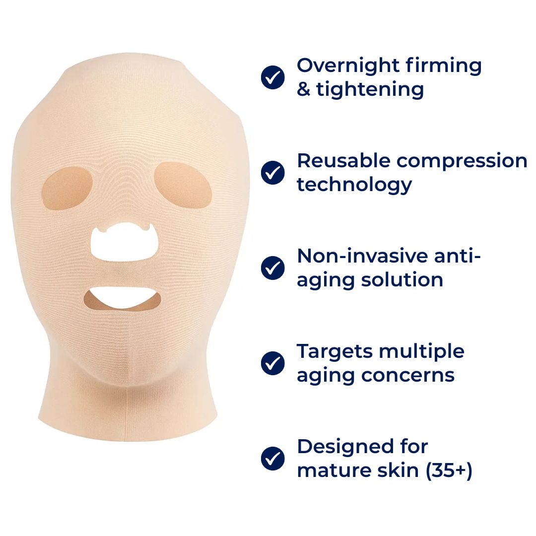 Masque lifting anti-rides pour le visage – compression réutilisable – ajustement ergonomique et doux – raffermissant et tenseur pendant la nuit pour peau mature