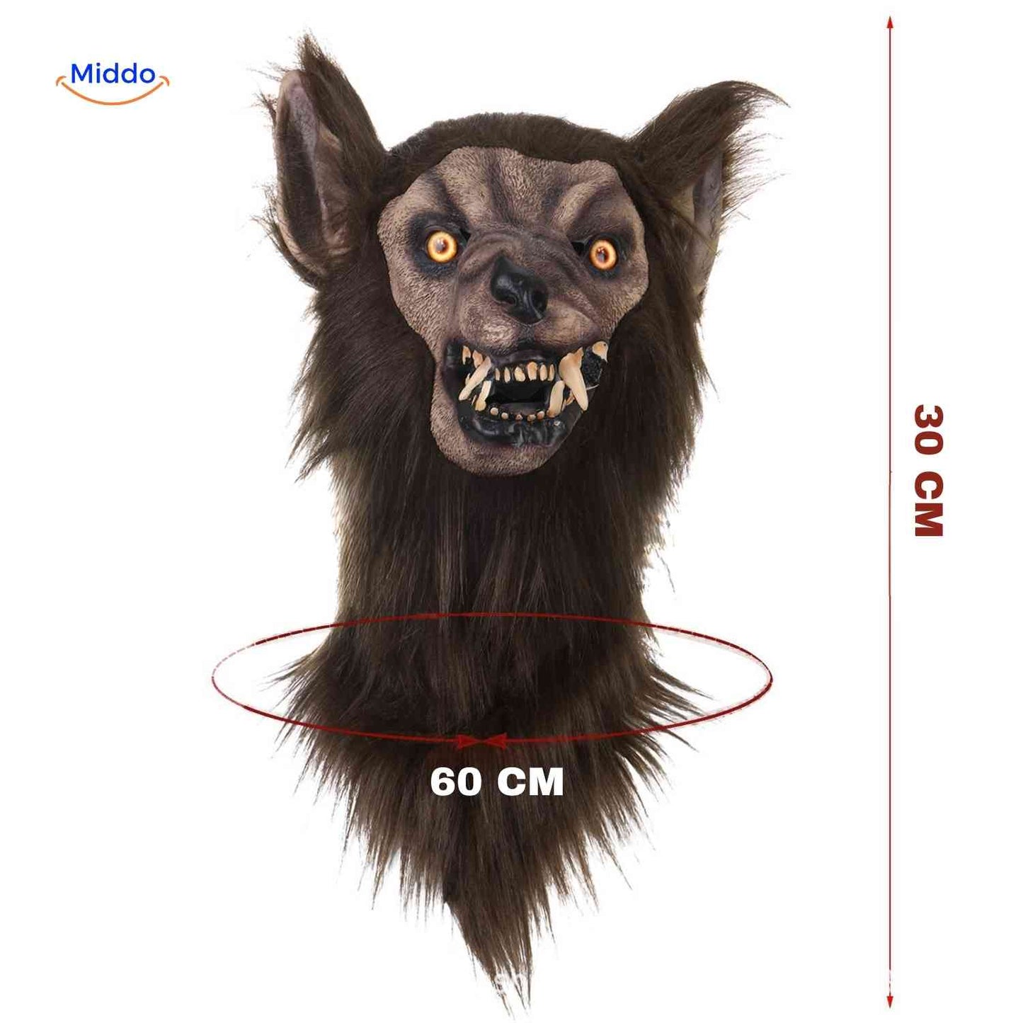 Masque | tête de loup en latex, phosphorescent et idéal pour Halloween