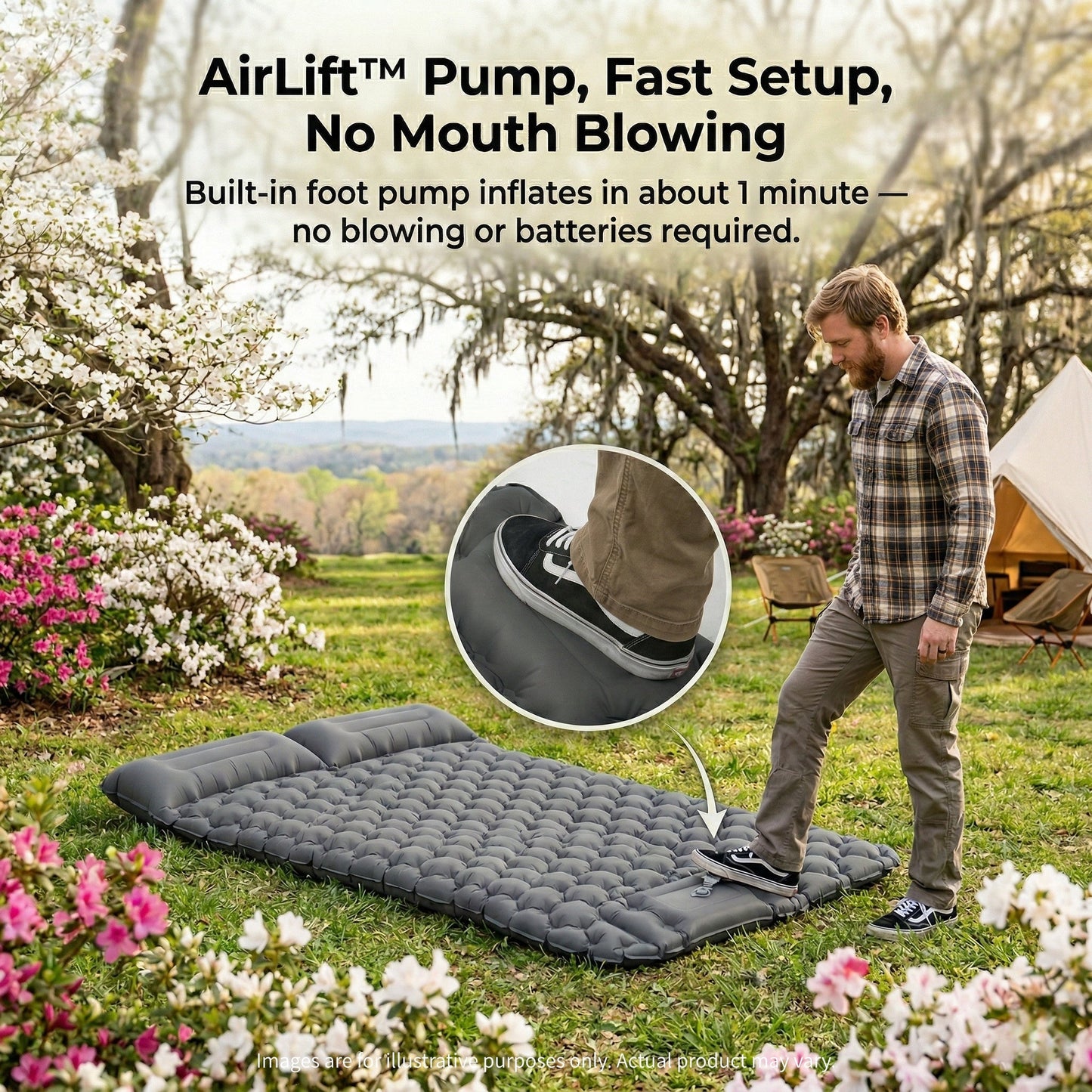 Matelas de camping ultraléger à gonflage rapide