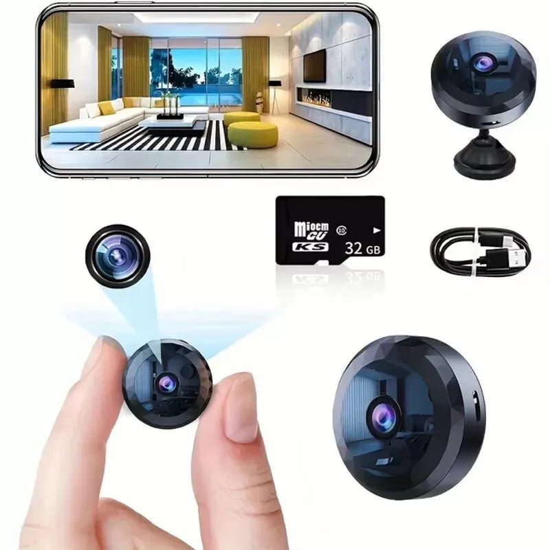 Mini caméra Wi‑Fi: HD 1080p, vision nocturne, détection de mouvement