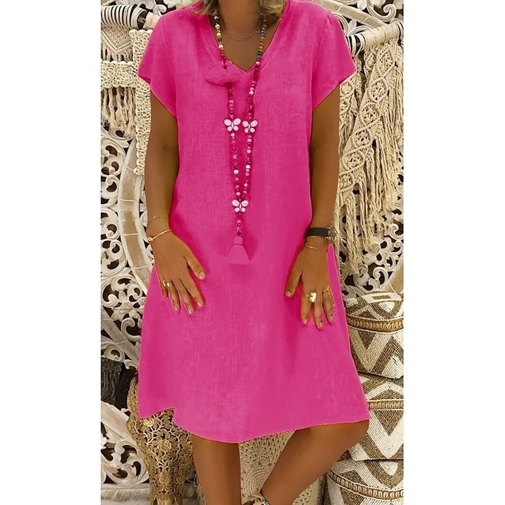 Mini-robe trapèze à col en V pour femme