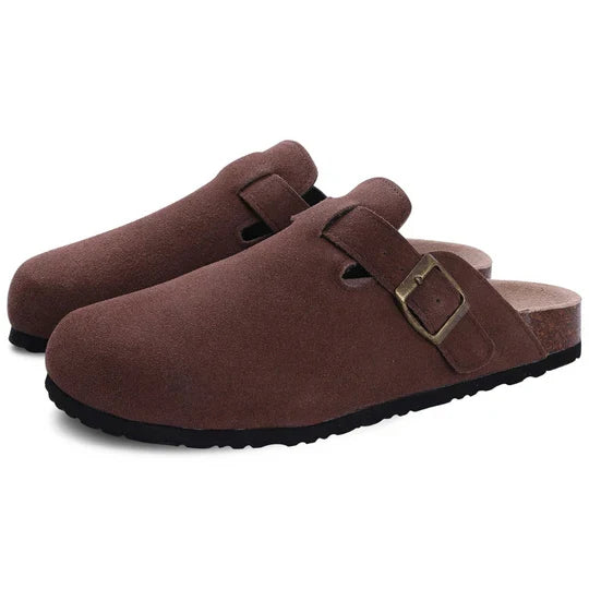 Mules femme en cuir et liège
