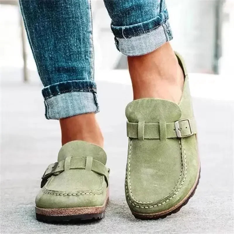 Mules plates à boucle rétro pour femmes