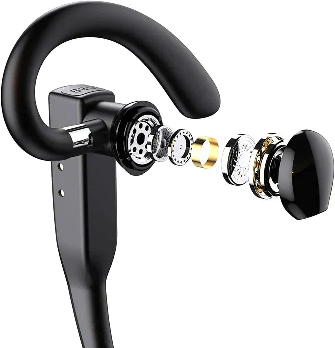 Oreillette Bluetooth 5.1 sans fil à double micro avec réduction de bruit pour routiers