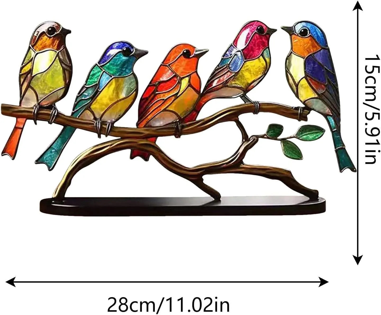 Ornements de bureau oiseaux colorés sur une branche