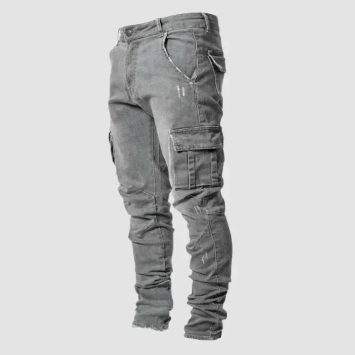 Pantalon cargo en denim coupe slim pour homme