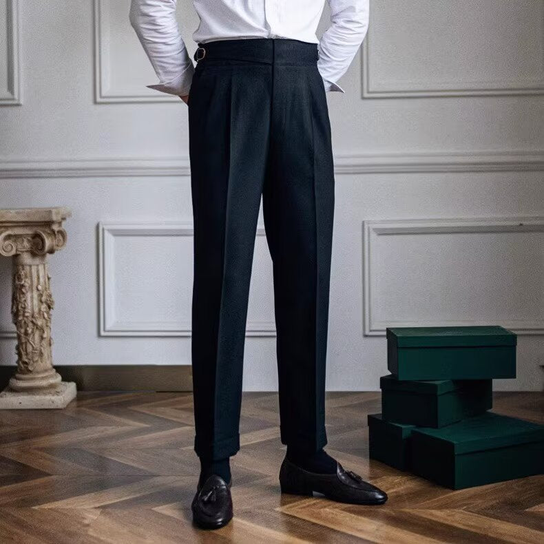 Pantalon de costume homme taille haute à pinces